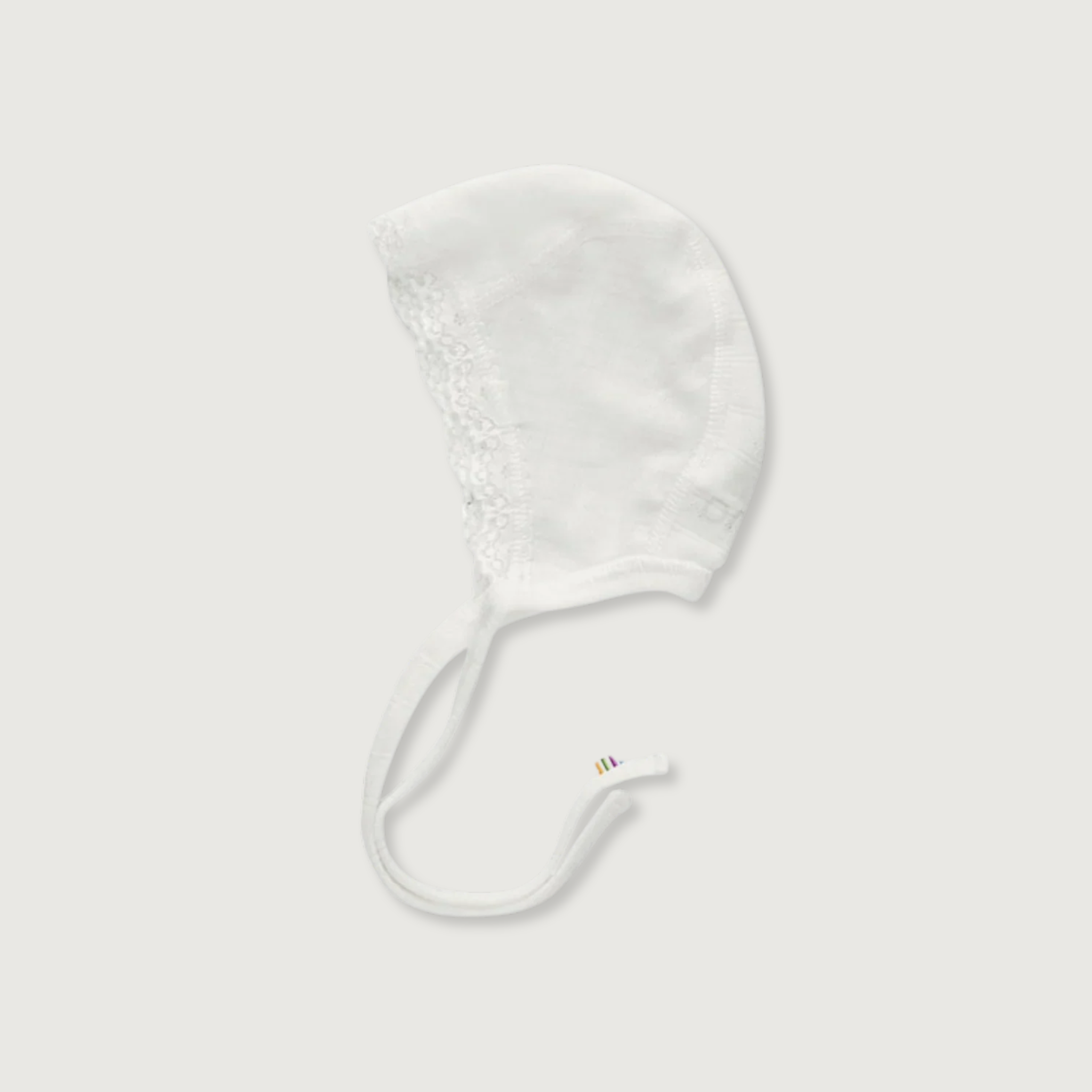 Joha Ajour Wool Silk Bonnet with Lace | Off White