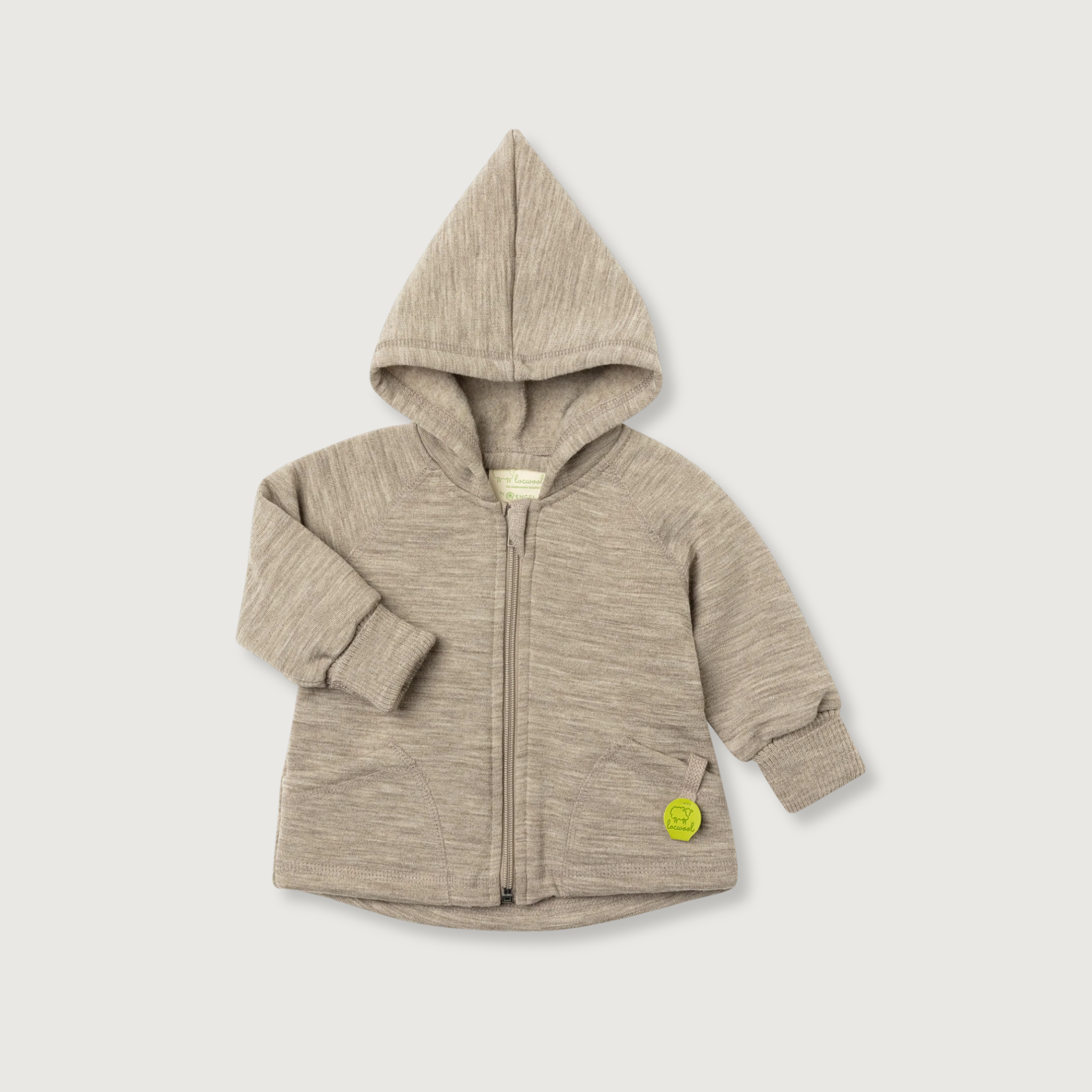 Engel Natur Virgin Wool Hooded Baby Jacket | Birch Melange