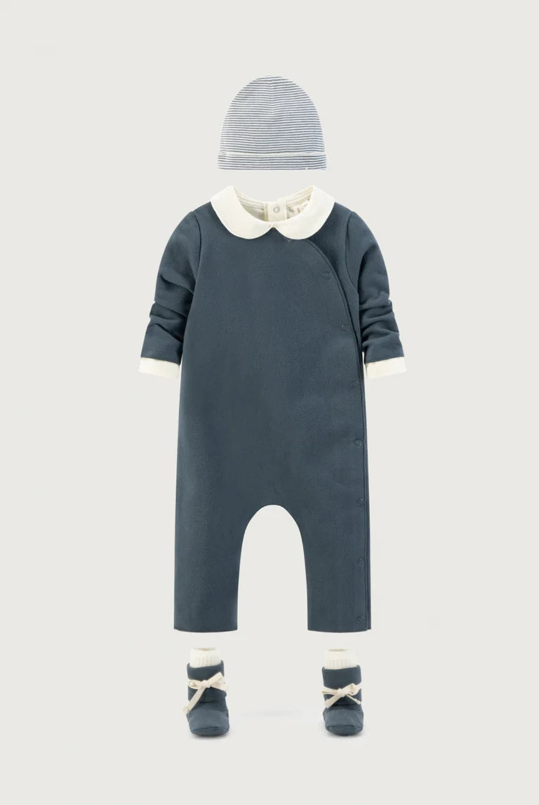 Organic Cotton Fleece Baby Suit — Blue Grey
