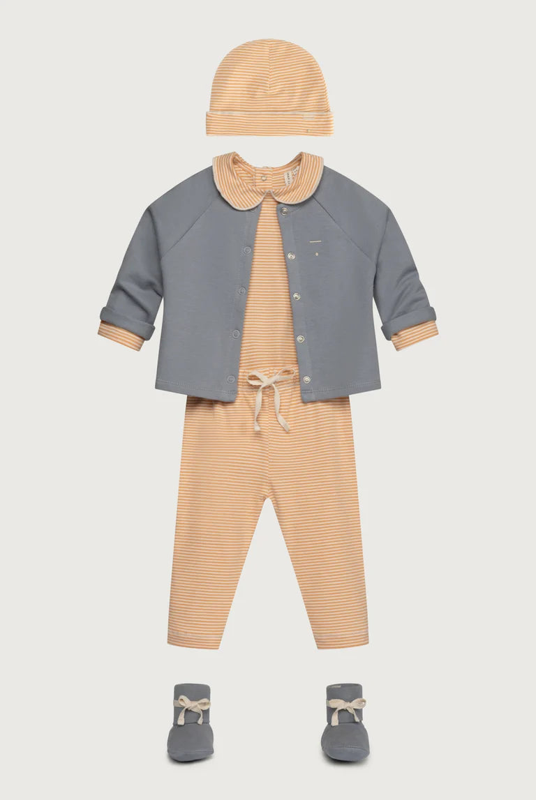 Gray Label organic cotton fleece raglan cardigan in stone grey - layered