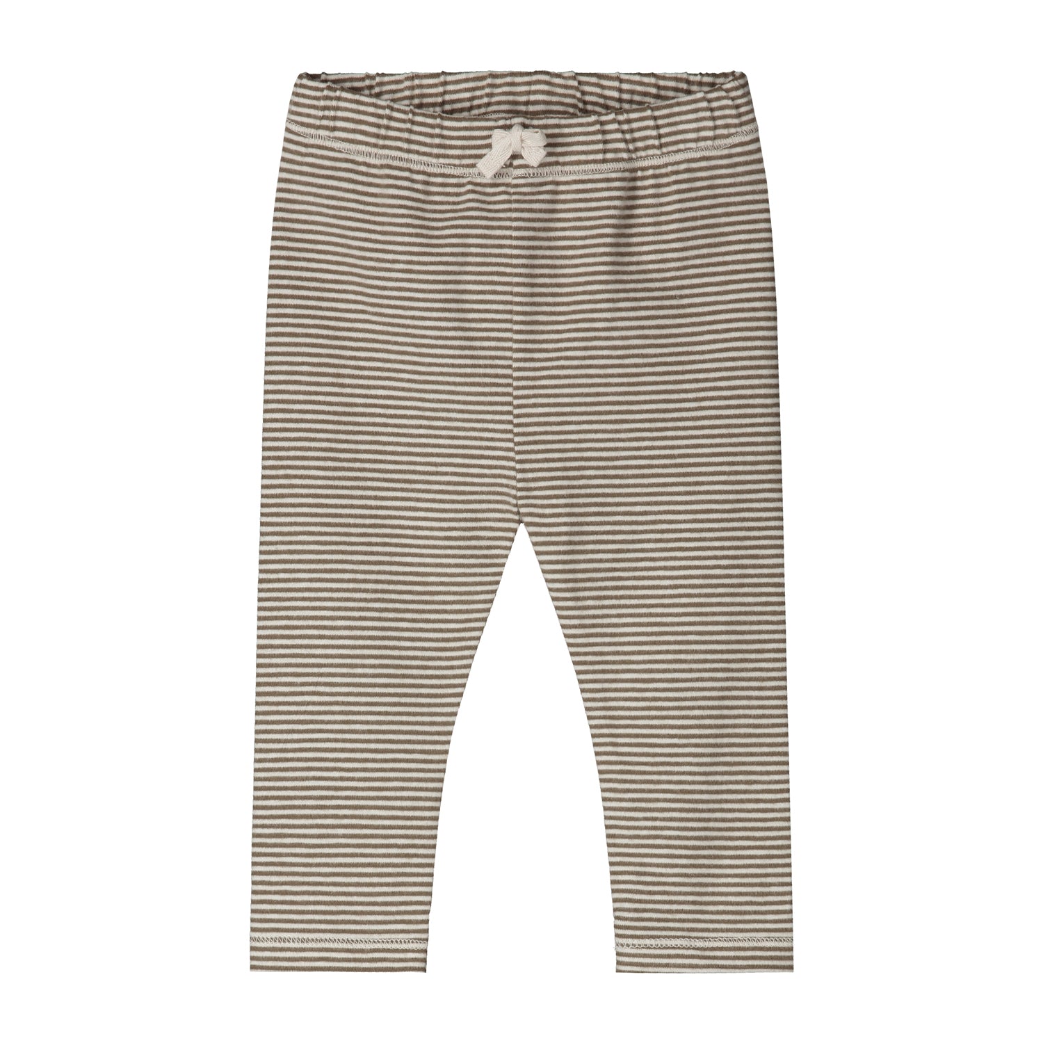 Organic cotton baby leggings made from GOTS-certified cotton, shown in brown striped colour.