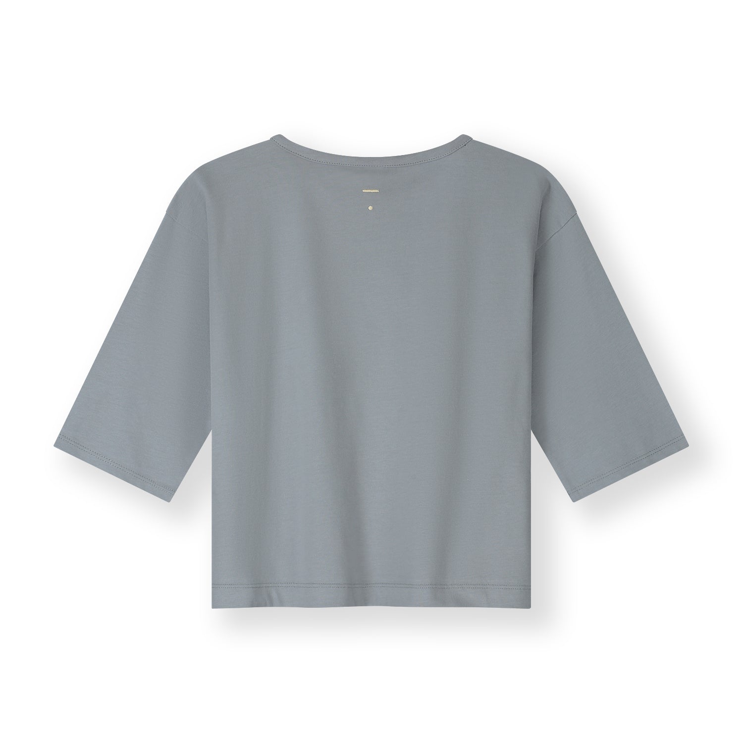 Organic cotton oversized tee made from GOTS-certified cotton, shown in grey colour. Shown from the back