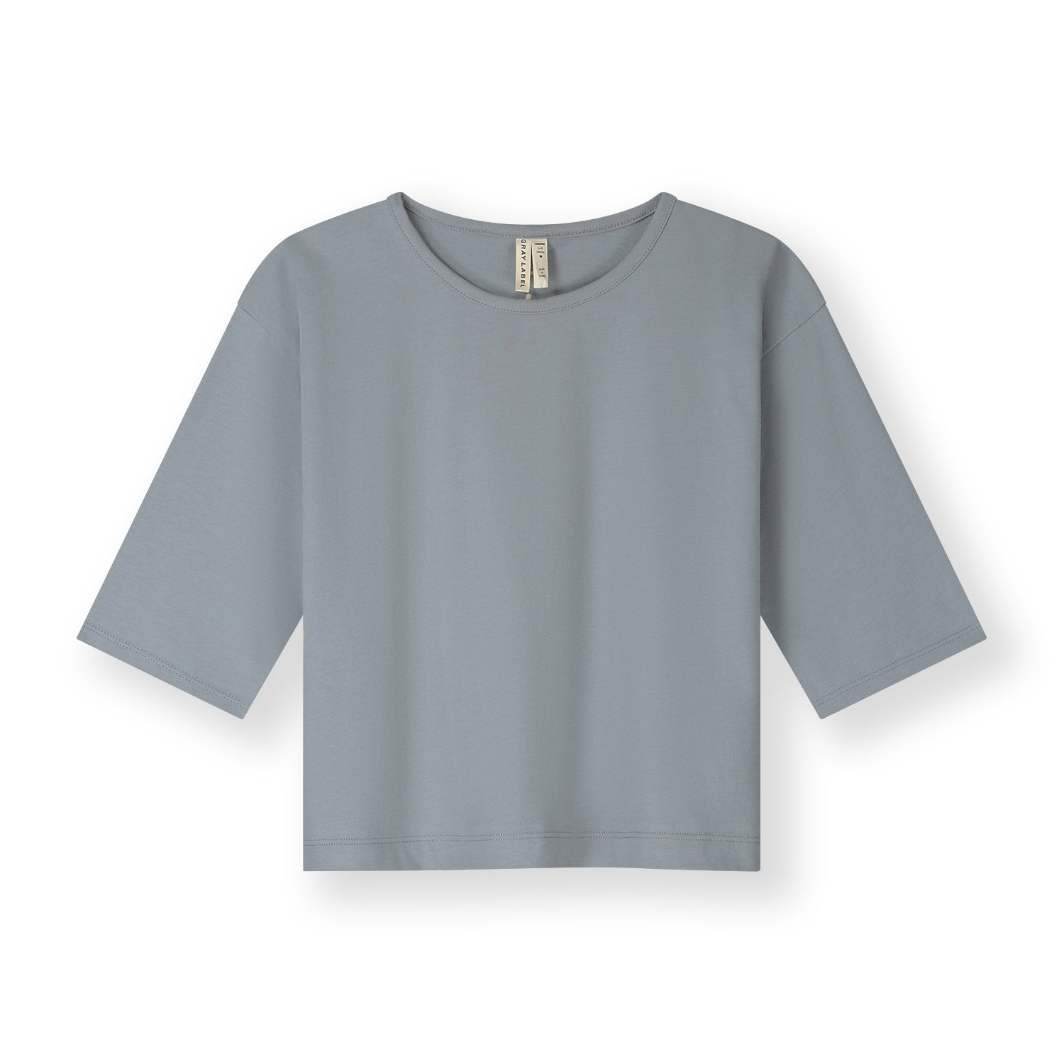 Organic cotton oversized tee made from GOTS-certified cotton, shown in grey colour.