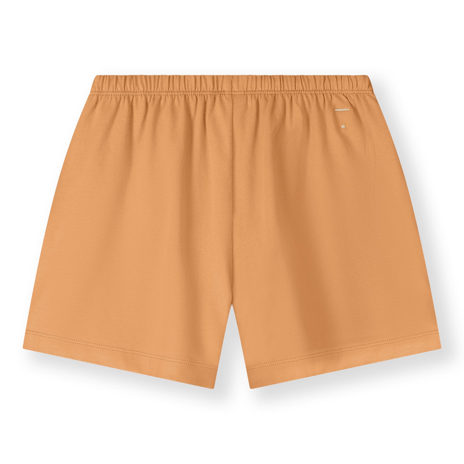 Organic cotton jersey shorts made from GOTS-certified cotton, shown in orange colour. Back side