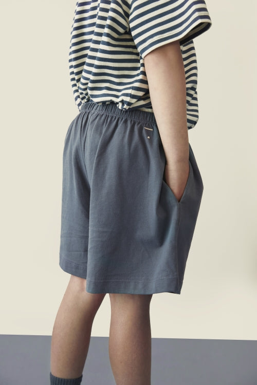 Back view of Gray Label organic cotton jersey shorts showing relaxed fit