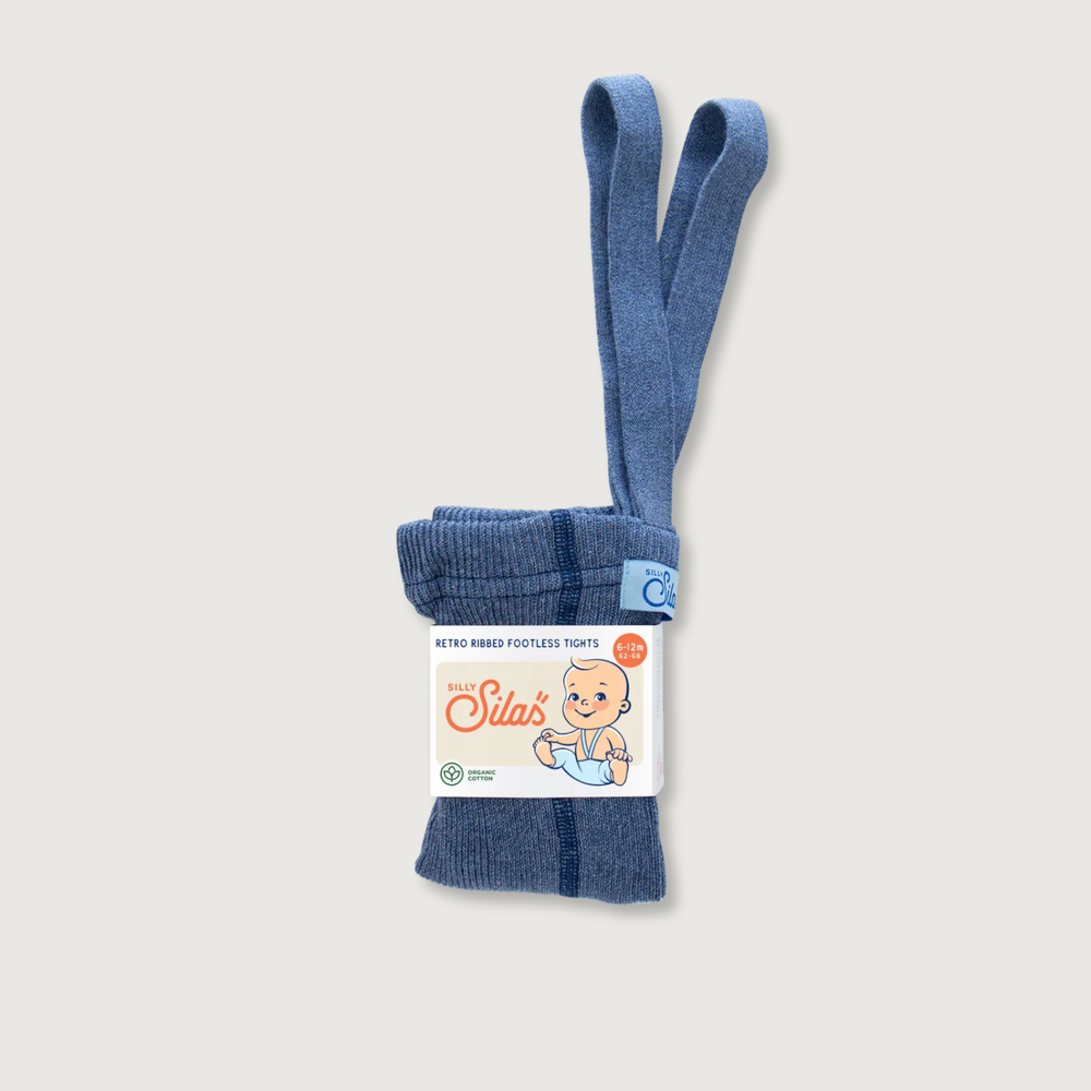 Silly Silas Footless Tights with Braces | Steel Blue Blend