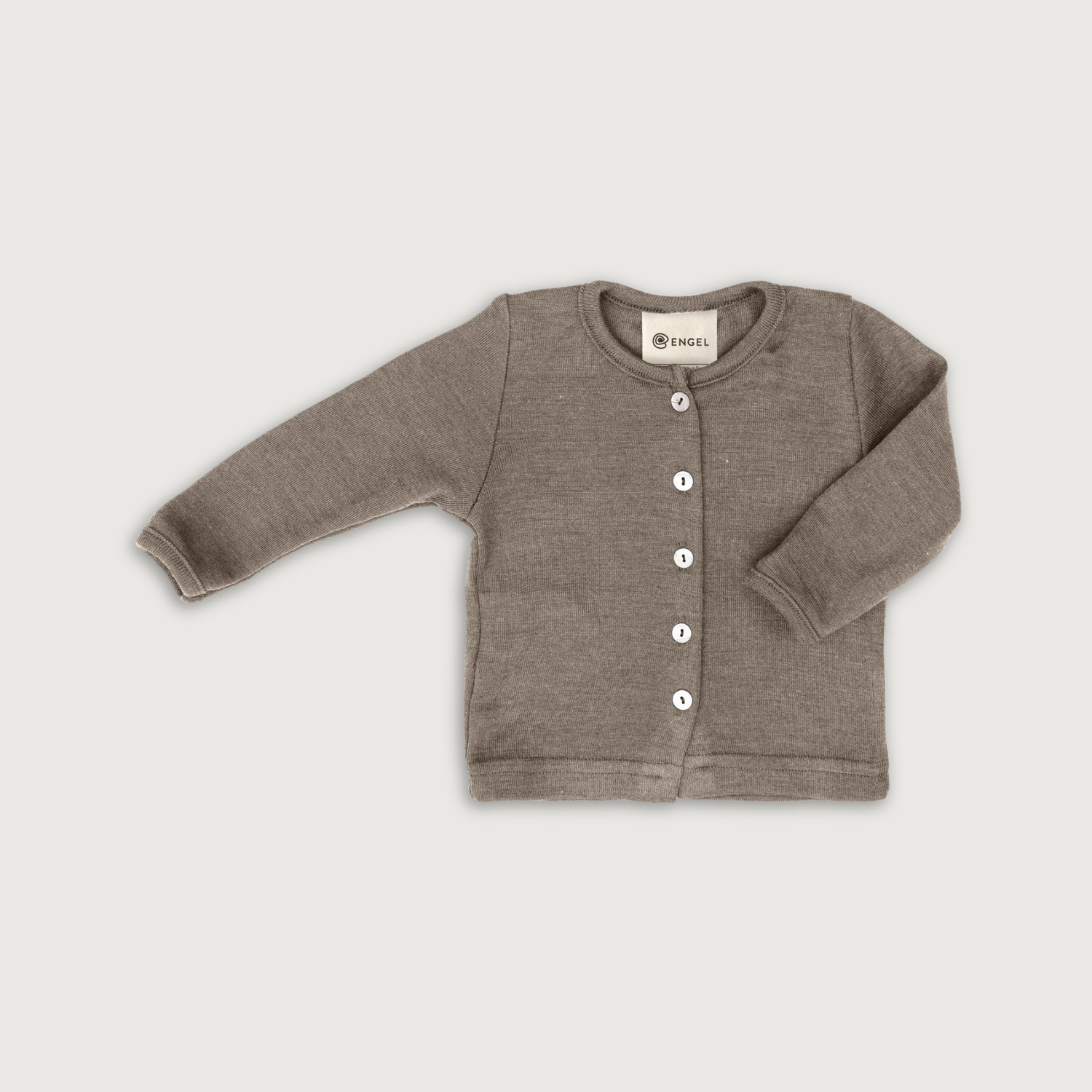 Engel Natur Wool &amp; Silk Baby Cardigan | Walnut