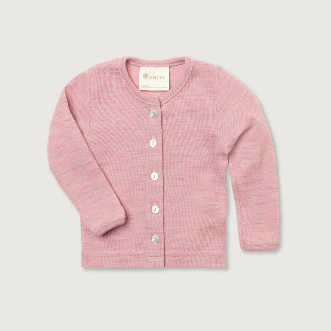 Engel Natur Merino Wool Baby Cardigan | Rosewood Melange