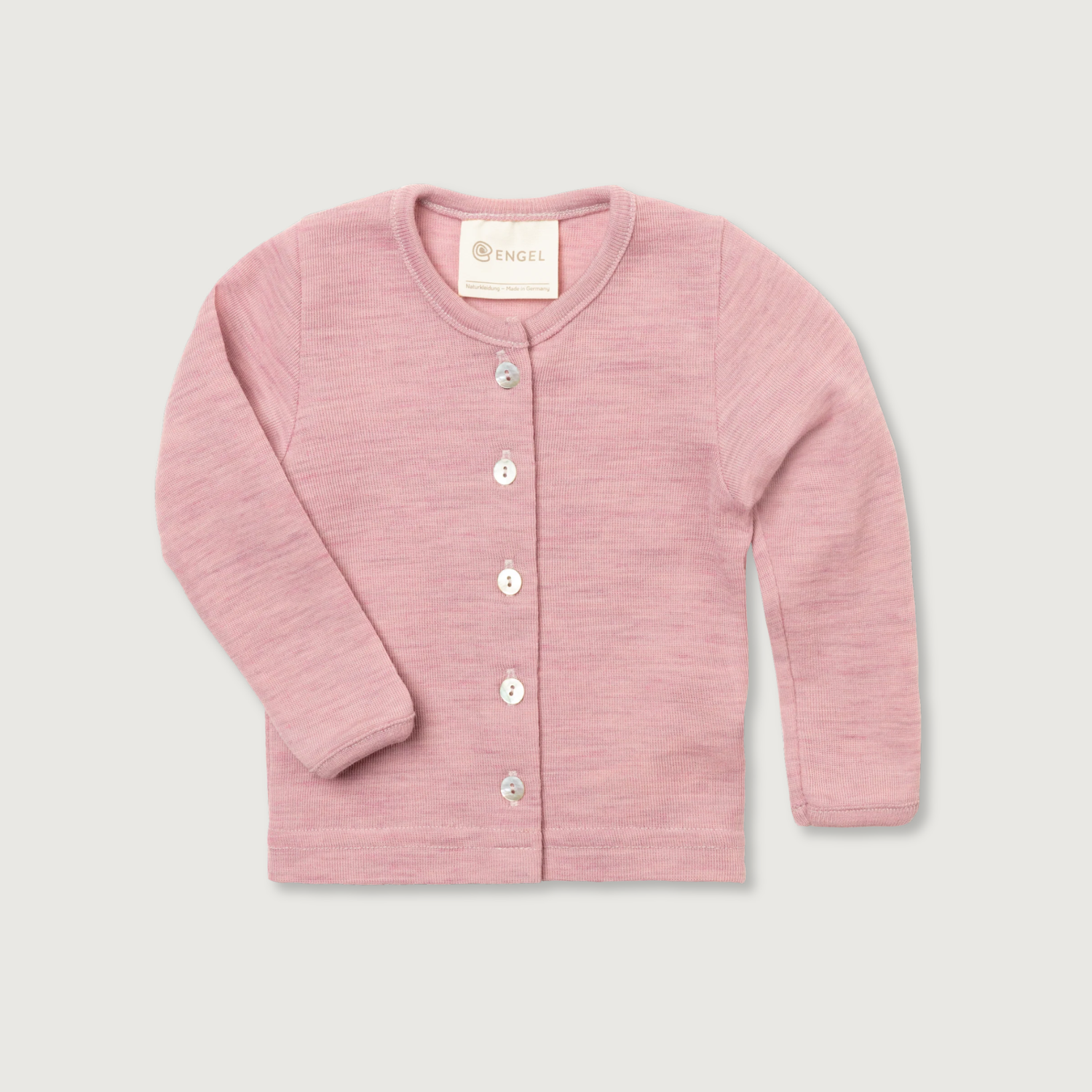 Engel Natur Merino Wool Baby Cardigan | Rosewood Melange