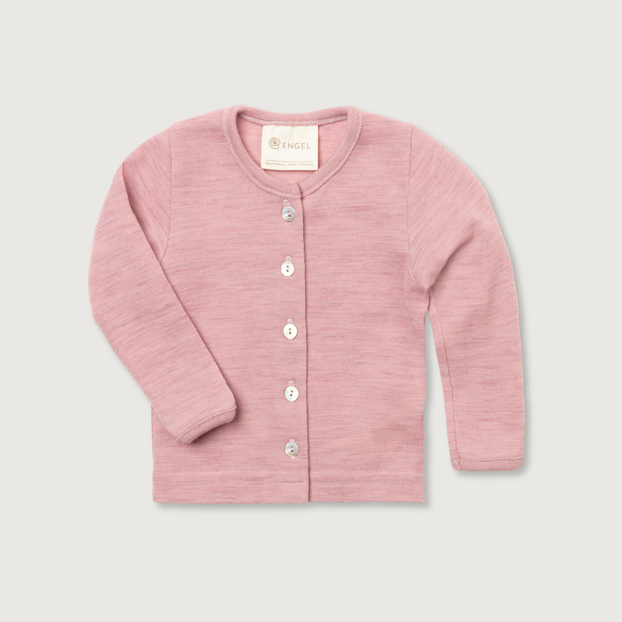 Engel Natur Merino Wool Baby Cardigan | Rosewood Melange