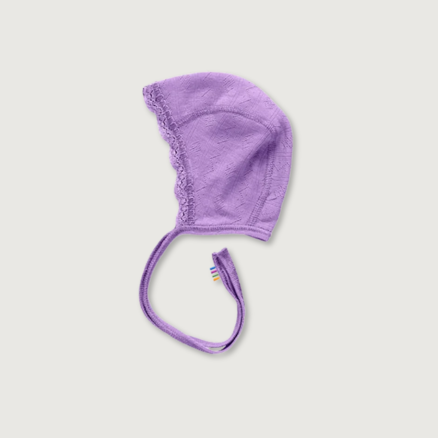 Joha Ajour Wool Silk Bonnet with Lace | Lilac