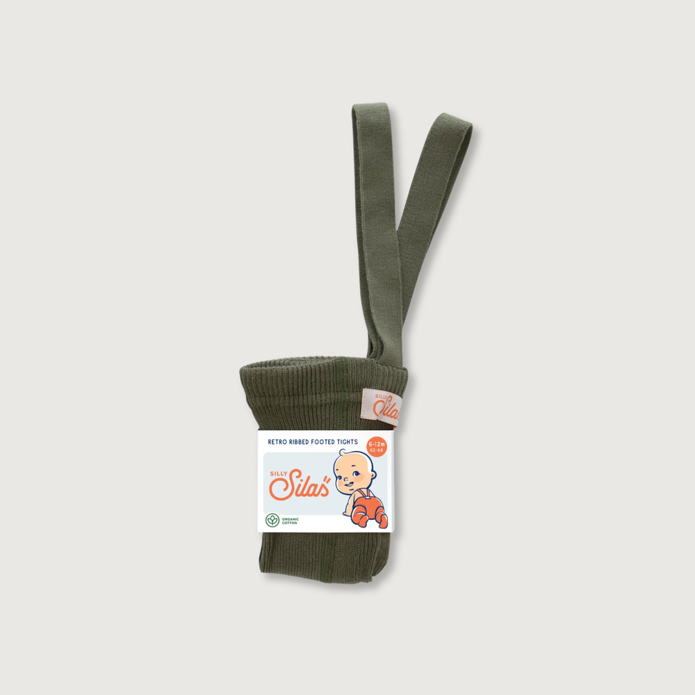 Silly Silas Footed Tights with Braces | Olive