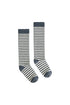 Organic cotton ribbed socks knitted from soft cotton, shown in dark grey striped colour