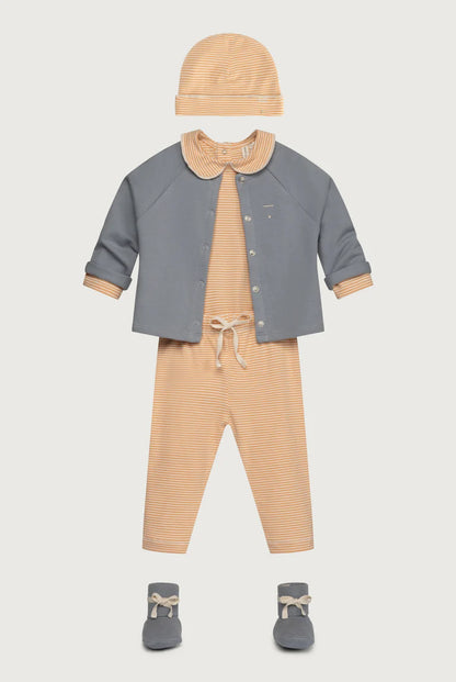 Organic Cotton Fleece Raglan Cardigan — Stone Grey