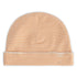 Organic cotton baby beanie made from GOTS-certified cotton, shown in orange white striped colour