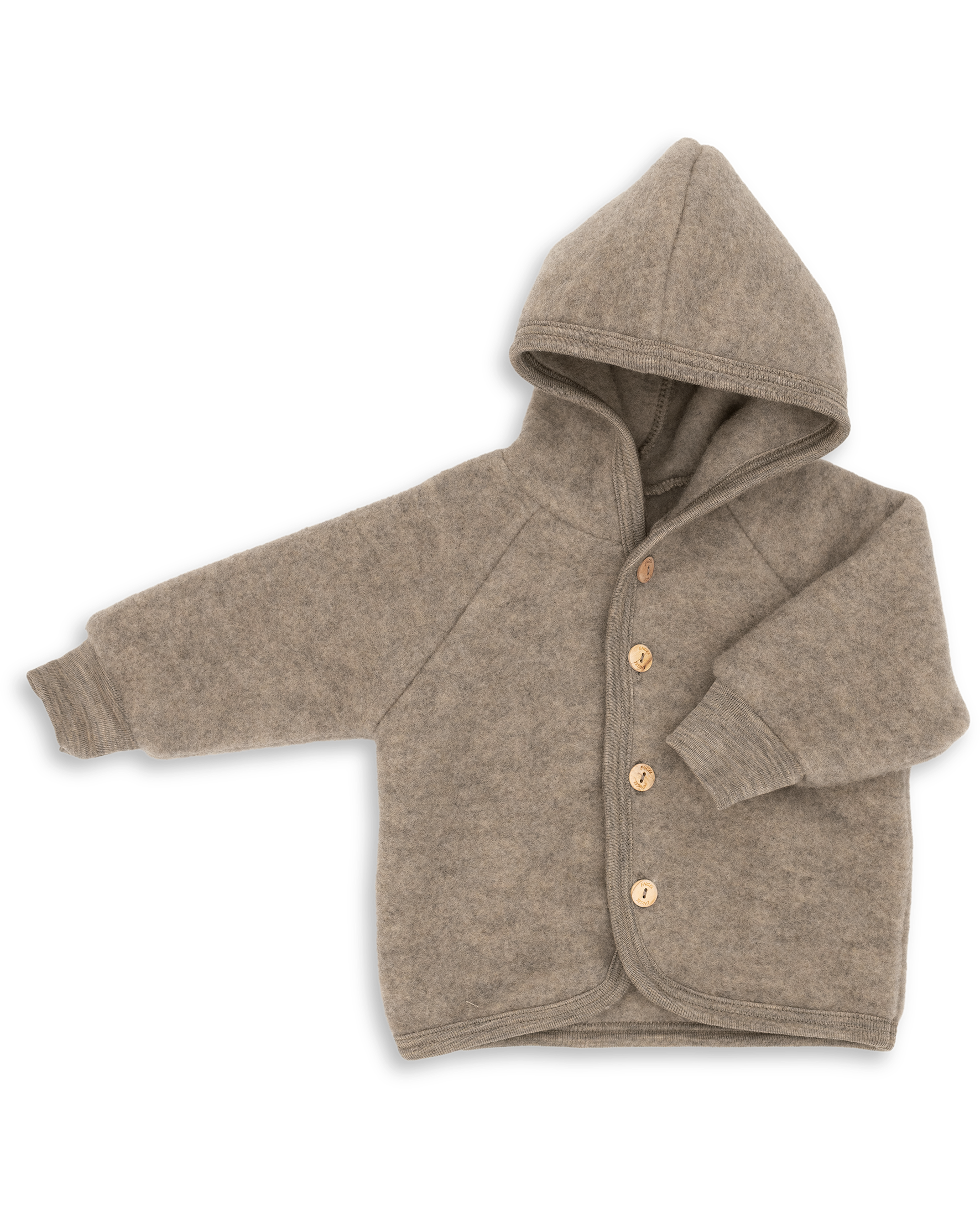 Merino wool fleece jacket made from organic merino wool, shown in beige colour