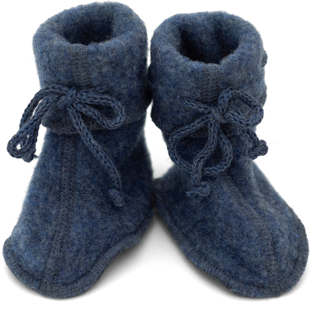 Engel Natur Merino Wool Fleece Booties | Blue Melange