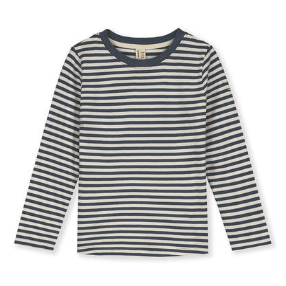 Striped Long Sleeve Gray Label Blue Gray - Front 