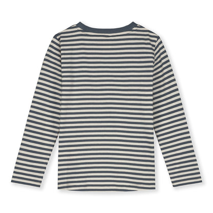 Striped Long Sleeve Gray Label Blue Gray - Back