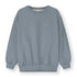 Organic cotton fleece dropped shoulder sweater made from GOTS-certified cotton, shown in blue