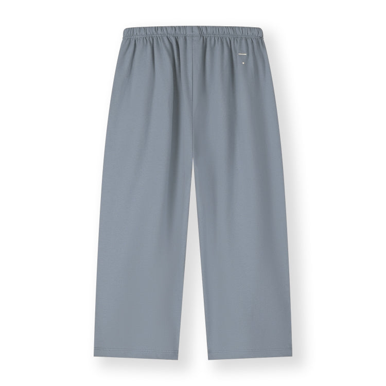 Gray Label organic cotton pull-up trousers in color stone grey - back