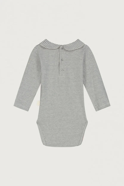 Gray Label Organic Cotton Baby Collar Onesie | Grey Melange Cream