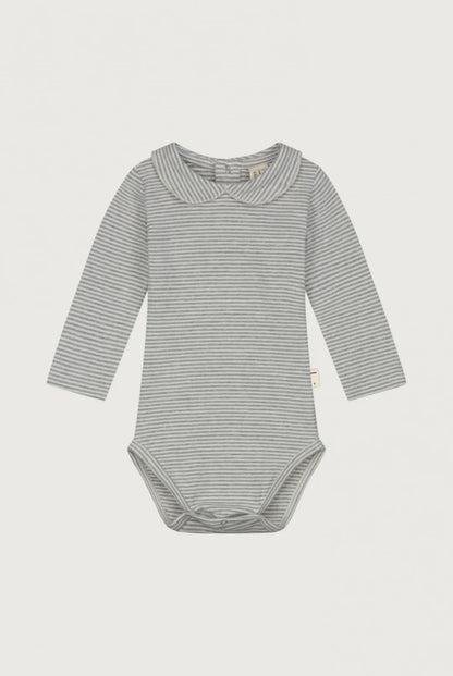 Gray Label Organic Cotton Baby Collar Onesie | Grey Melange Cream