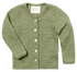 Merino wool baby cardigan made from organic merino wool, shown in green colour