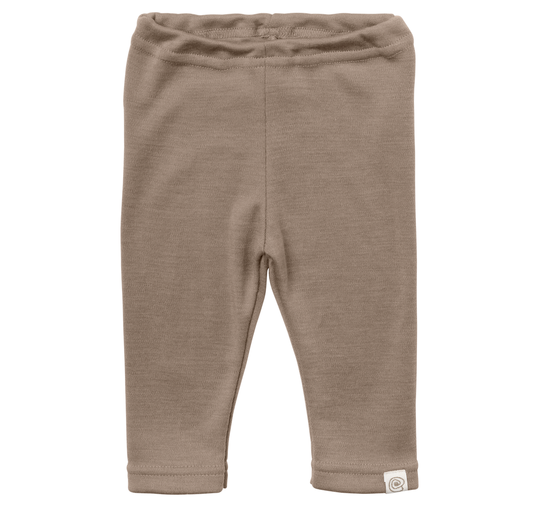Wool and silk baby leggings made from a natural fibre blend, shown in beige colour