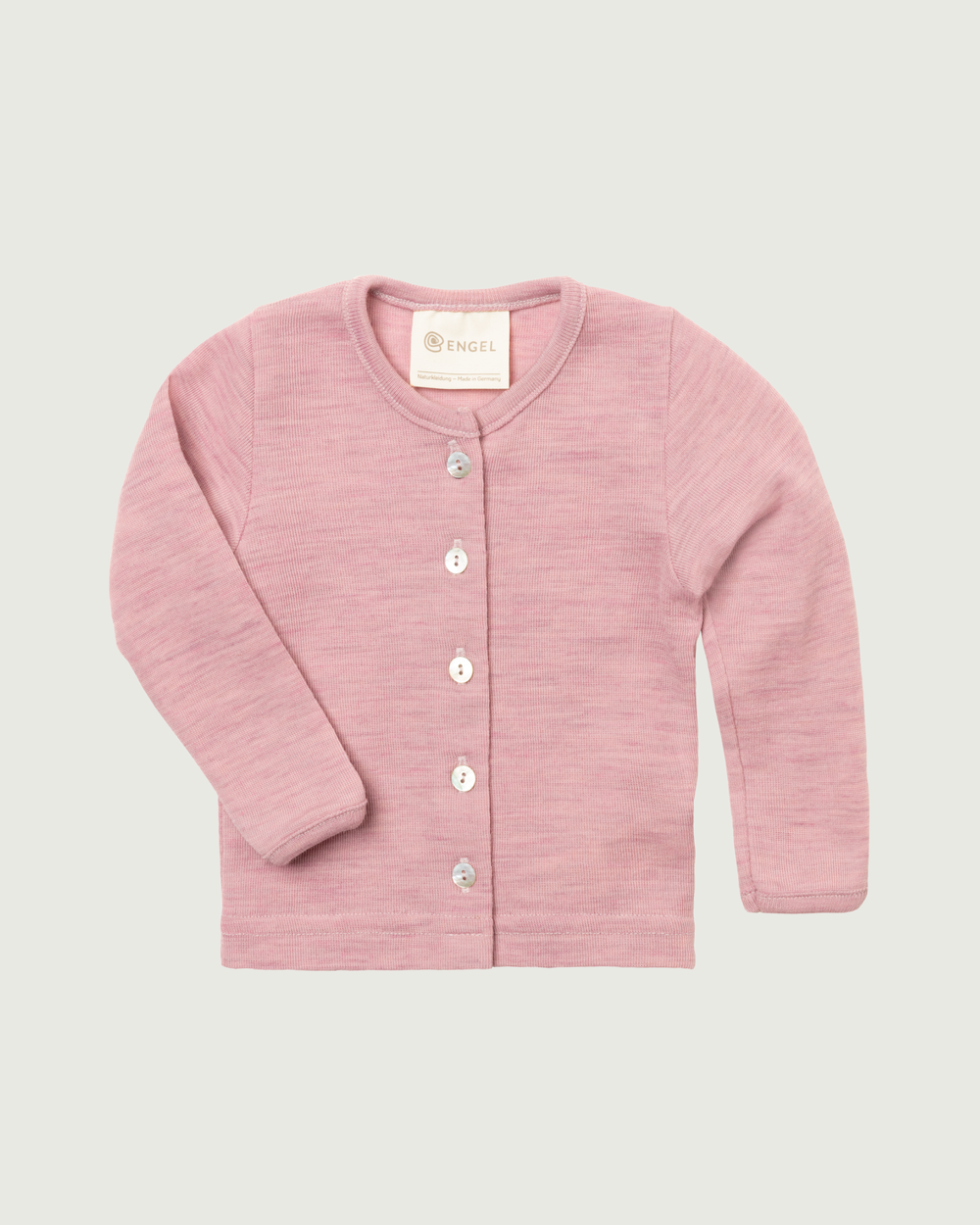 Engel Natur Merino Wool Baby Cardigan Rosewood Melange