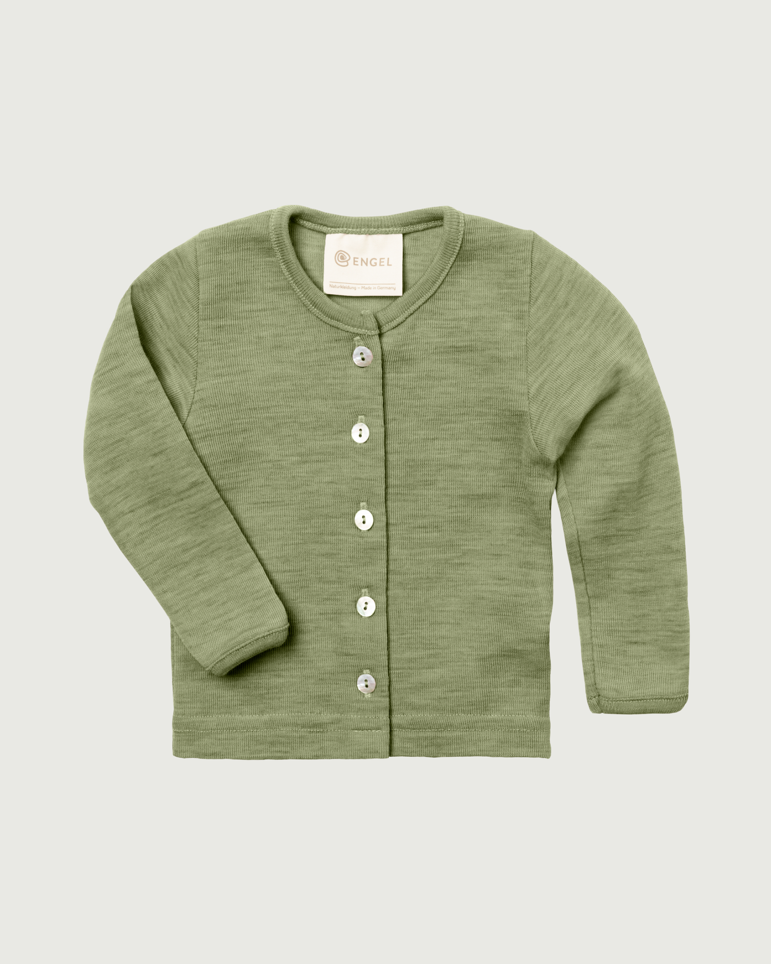Engel Natur Merino Wool Baby Cardigan in Sage Green 