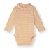 Organic cotton baby collar onesie made from GOTS-certified cotton, shown in orange striped colour