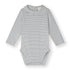 Organic cotton baby collar onesie made from GOTS-certified cotton, shown in blue striped colour.