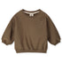 Organic cotton fleece dropped shoulder sweater made from GOTS-certified cotton, shown in brown colour
