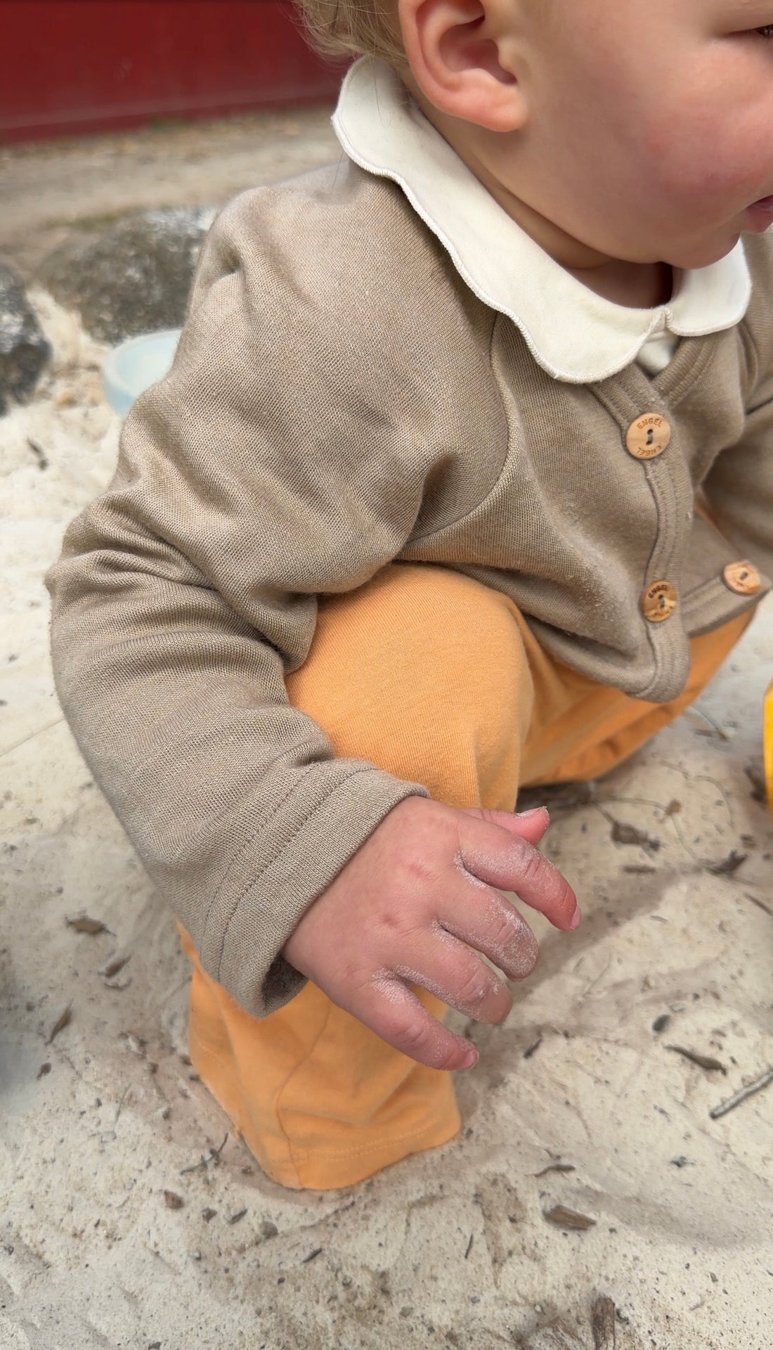 Engel Natur Wool-Silk Blend Kids Cardigan |  Sand