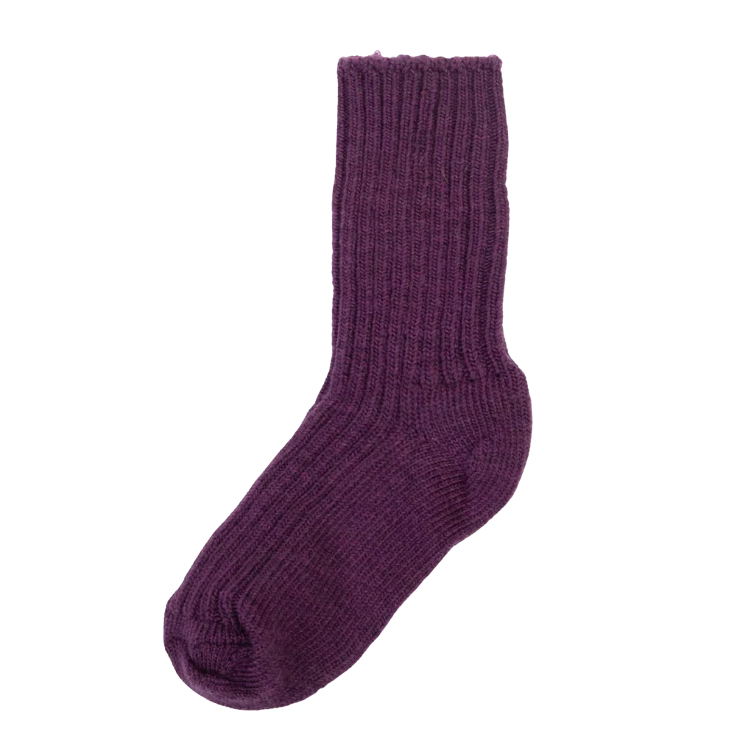 Wool Rib Socks Aubergine 