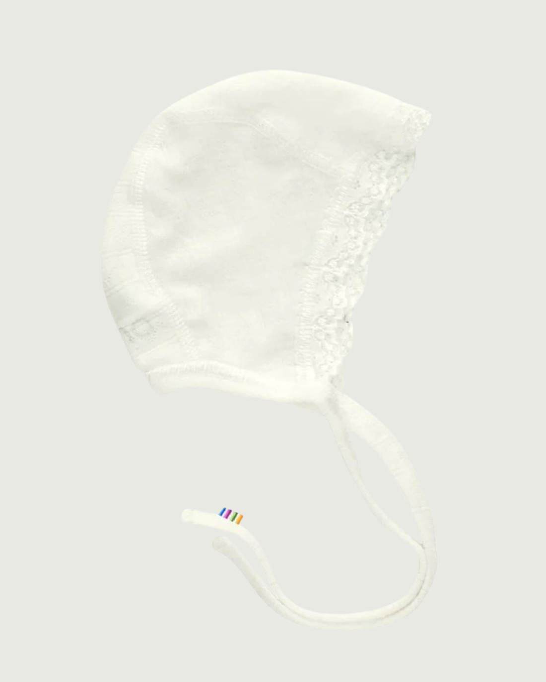 Joha Ajour Wool Silk Bonnet with Lace Off White