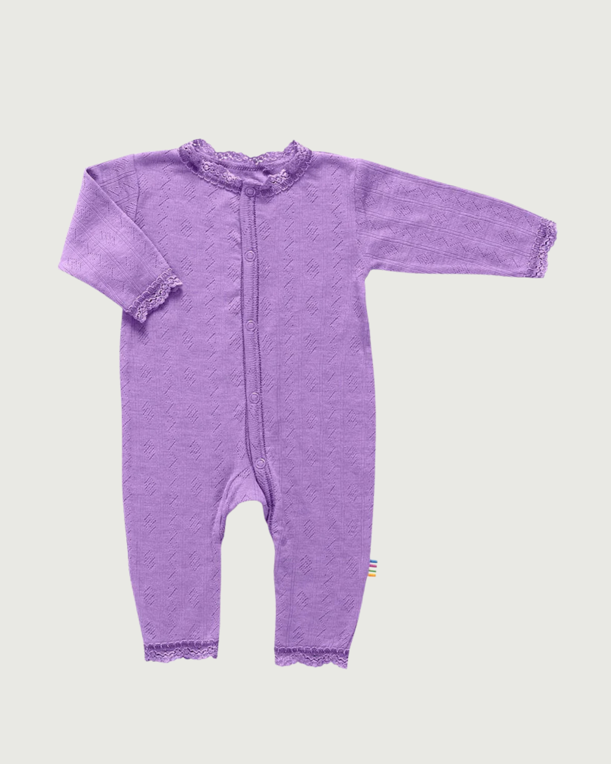 Joha Ajour Wool Silk Jumpsuit with Lace Lilac