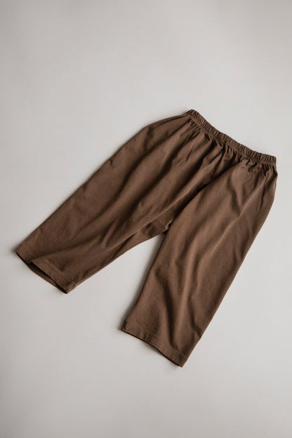Kohi Wide Pants by Façade in mole brown, organic cotton kids trousers with a relaxed barrel fit
