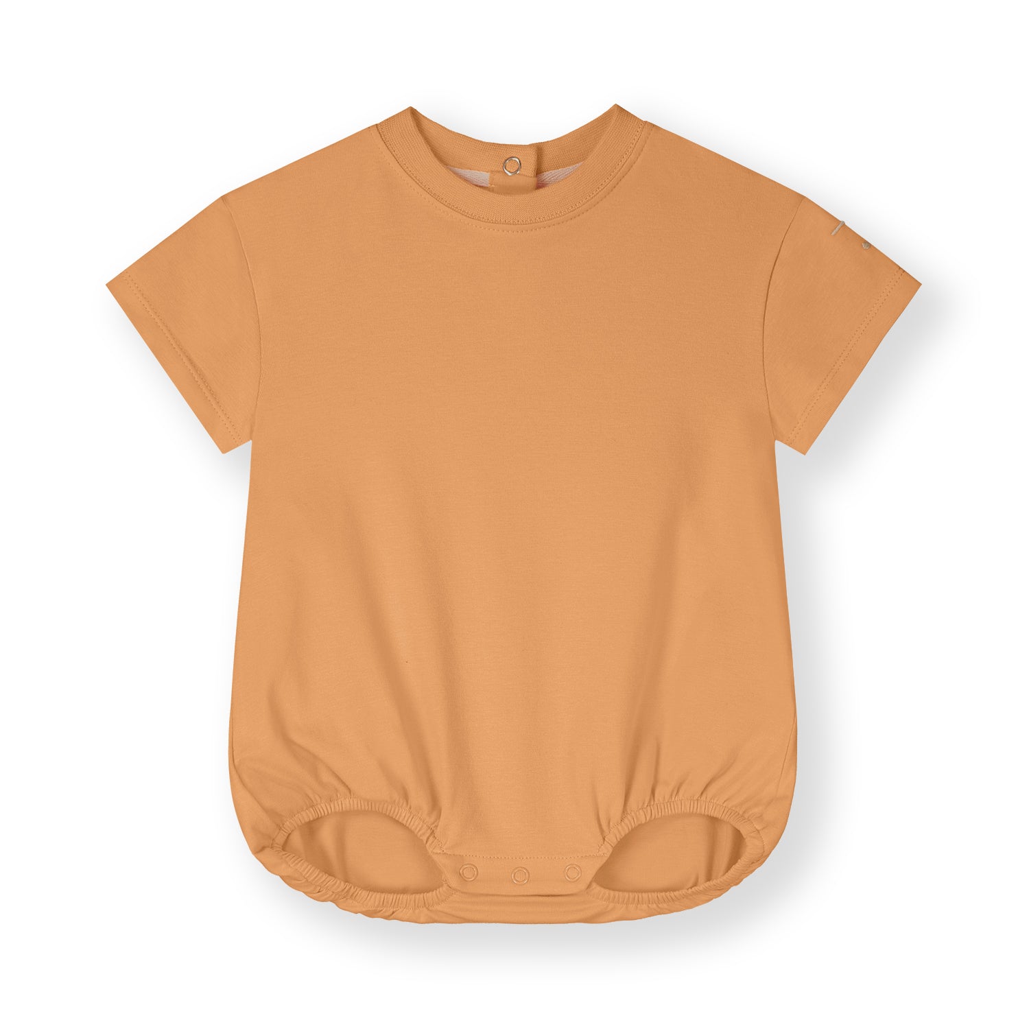 Organic cotton baby tee suit made from GOTS-certified cotton, shown in orange colour