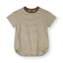 Organic cotton baby tee suit made from GOTS-certified cotton, shown in brown striped colour