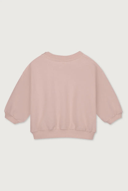 Gray Label Organic Cotton Fleece Dropped Shoulder Baby Sweater | Faded Pink
