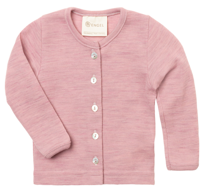 Engel Natur merino wool baby cardigan in rosewood melange