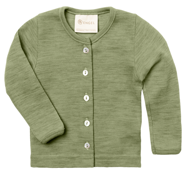 Engel Natur merino wool baby cardigan in sage green