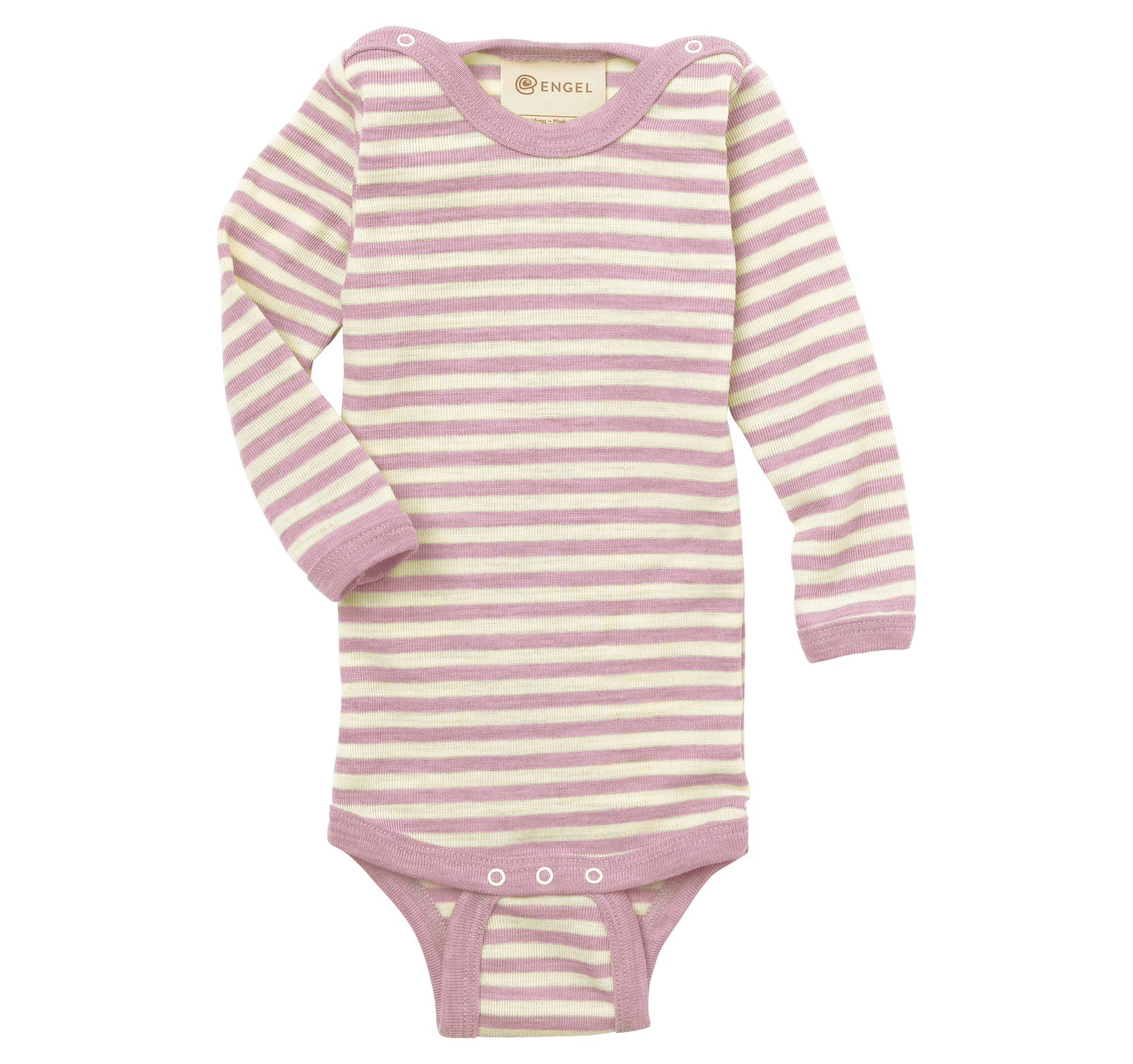 Engel Natur merino wool baby bodysuit in rosewood melange
