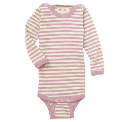 Engel Natur merino wool baby bodysuit in rosewood melange