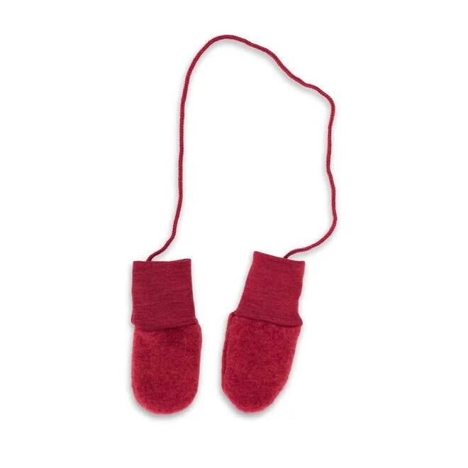 Engel Natur merino wool fleece baby mittens in Jasper Melange