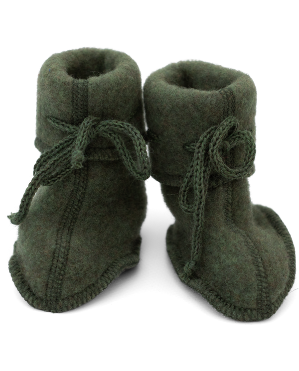 Engel Natur organic merino wool fleece baby booties in reed
