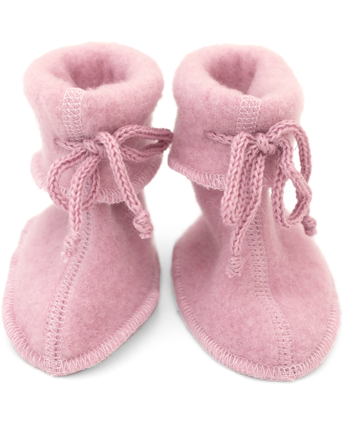 Engel Natur organic merino wool fleece baby booties in rosewood melange