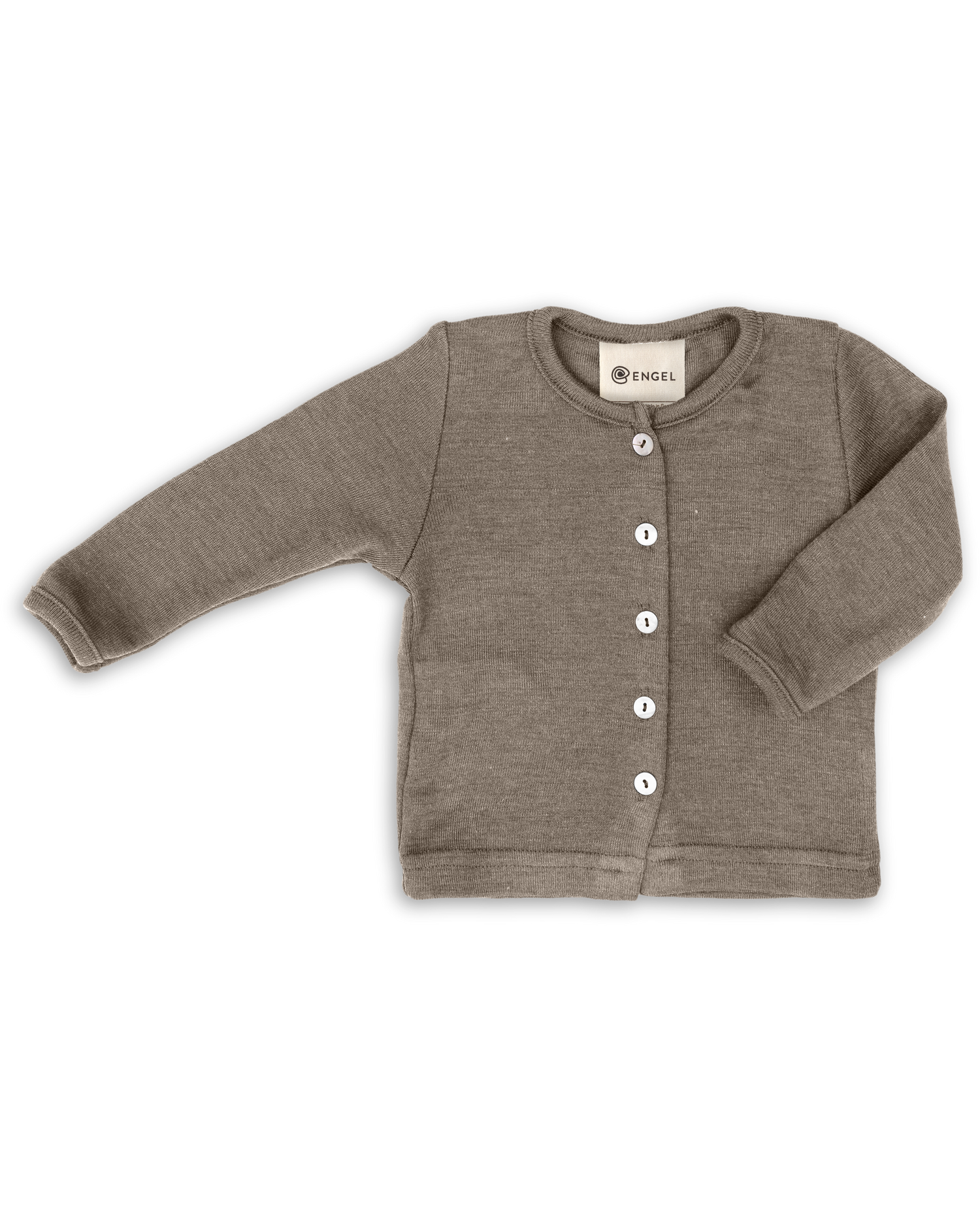 Engel Natur wool and silk baby cardigan in walnut